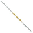 thumbnail image 3 of Gem Stone King 925 Silver and 10K Yellow Gold Yellow Citrine and White Lab Grown Diamond Bracelet for Women (1.71 Cttw, Gemstone November Birthstone, Oval, Wheat Chain, 6.5 inches), 3 of 5