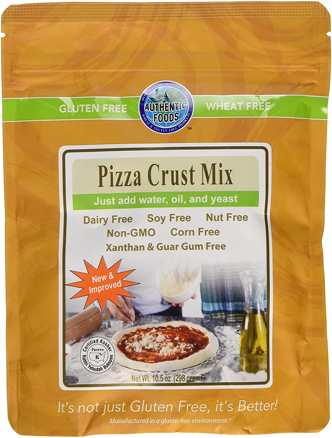 Authentic Foods Gluten Free Pizza Crust Mix, 10.5 Ounce (298 grams
