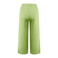 thumbnail image 6 of Jacenvly New Linen Pants Women Wide Leg Solid Casual Full Length Pants Soft Comfort High Waisted Comfort Waist Drawstring Pocket Dress Pants Women Long Wide Leg Sweatpants Women Green S, 6 of 10