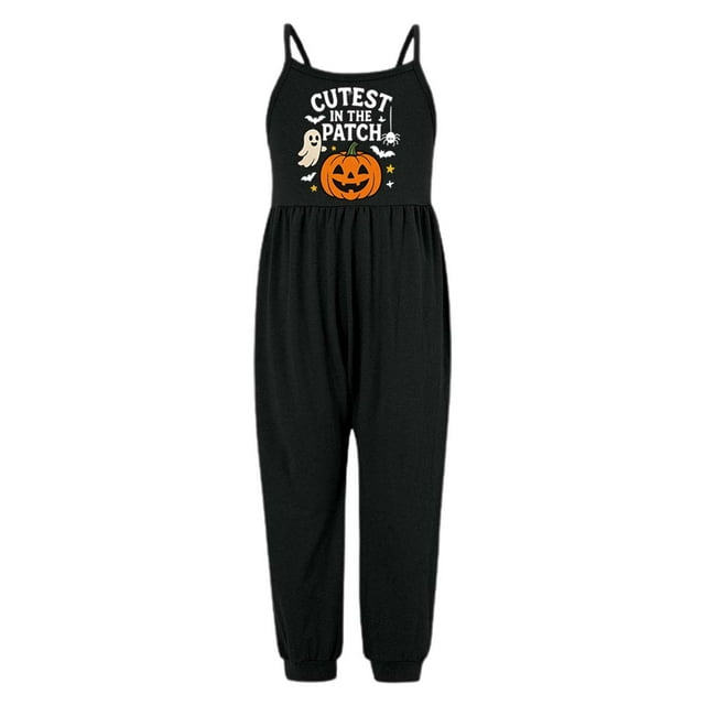 TIWEKE Barboteuse d'Halloween pour Filles Combinaison Imprimé Citrouille Mignon Tenue de Jeu Robe de Fête pour 1-2 Ans