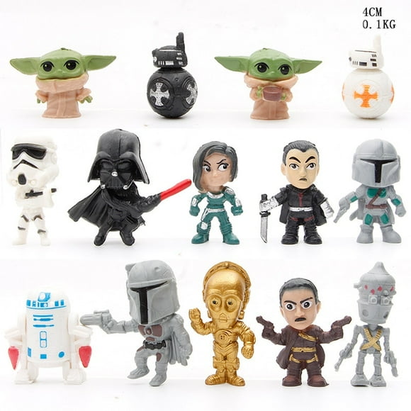 14Pcs/Set Movie Star Wars The Force Awakens Yoda Master BB8 BB9E Robot Clone Troopers Action Figure Mini Model Toys Kids Gift