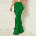 thumbnail image 3 of Dvprdro Summer High Waist Pleated Wrap Maxi Skirt for Women Fashion Casual Solid Stretchy Long Elastic Waist Skirt Green Sizes L, 3 of 5