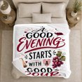 thumbnail image 5 of Good Evening Starts Good Pour Wine Quote, Cozy Typography Art Scene, Warm Flannel Blanket for Living Room and Reading Nook, Art Lovers Valentine's Day Gift, Artistic Home Decor, 5 of 9