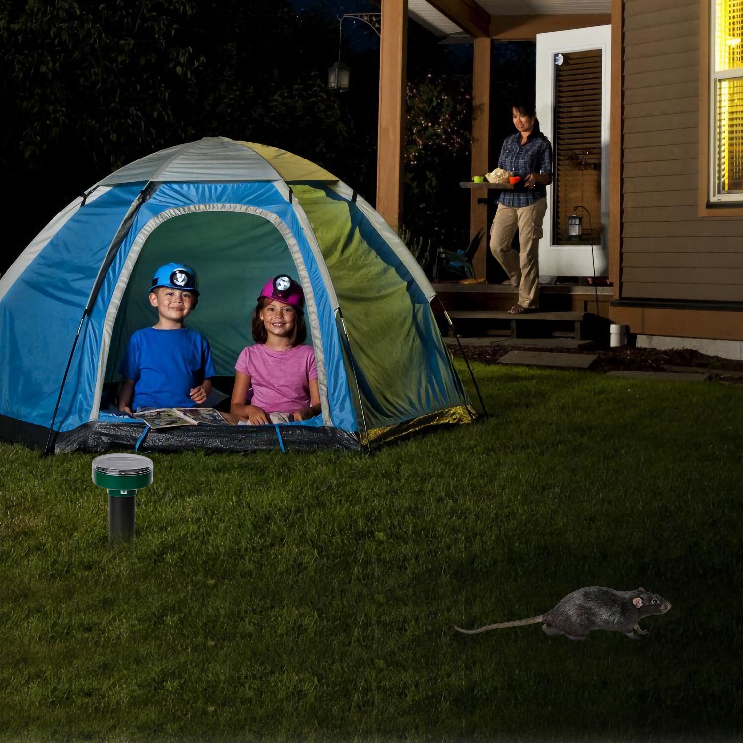 4 Pack Solar Mole Repeller, Ultrasonic 400-1000Hz Vibration Rodent Repellent, Waterproof Outdoor Animal Deterrent for Garden Farm Yard Patio, Repel Mole Gopher Vole