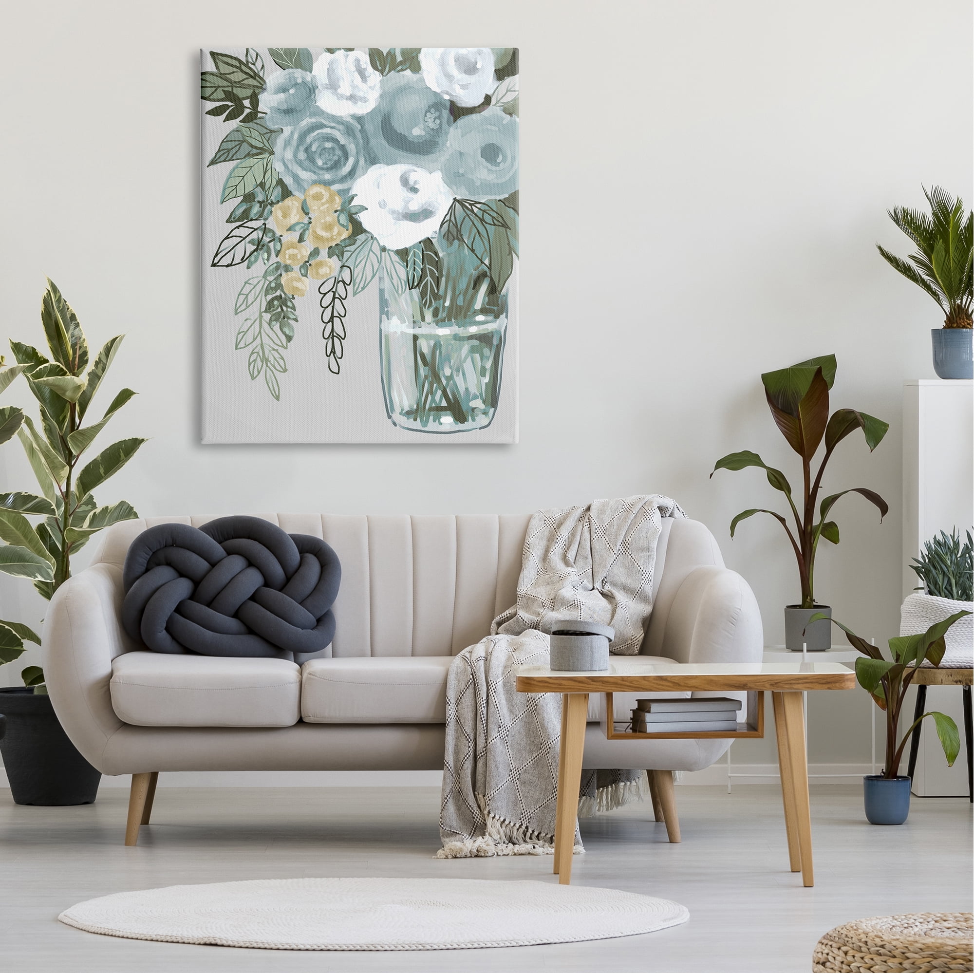 Stupell Industries Simple Flower Bouquet Arrangement Glass Vase Illustration Rustic Painting Gallery-Wrapped Canvas Print Wall Art, 36 x 48, Design by Boho Studio