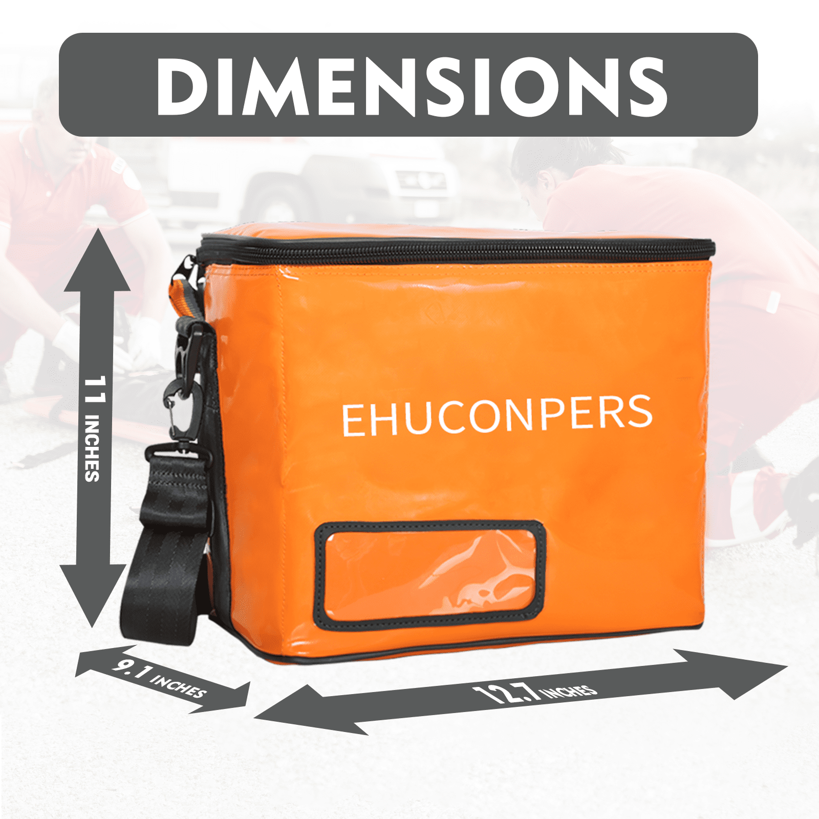EHUCONPERS Emergency First Aid Kit Bag, Waterproof EMT Trauma Organizer, Heavy-Duty Medical Storage Bag, Orange
