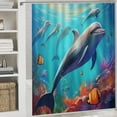 thumbnail image 5 of Marine World Dolphin Shower Curtain Waterproof Bathroom Curtain Set with Hooks Home Decor Bathroom Curtains, 5 of 8