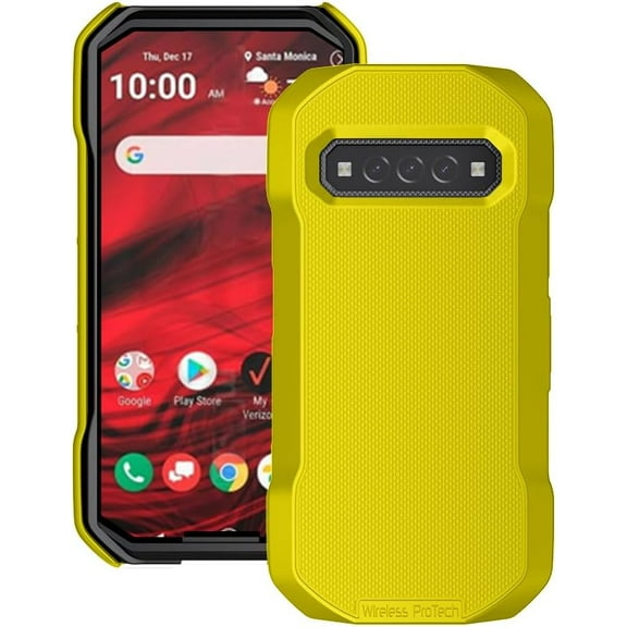 Wireless PROTECH Case Compatible with Kyocera DuraForce PRO 3 (E7200), Protective Textured Case and Screen Protector (Yellow)