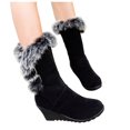 thumbnail image 4 of Botas de mujer Wmkox8yii Invierno Cálido Moda Color sólido Punta redonda Media pantorrilla Cinturón de felpa Hebilla Tacón de cuña sa2958, 4 of 6