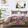 thumbnail image 3 of 3 Piece Puerto Rico Flag Duvet Cover Set Queen Size,Microfiber Comforter/Quilt Cover with Corner Ties and 2 Pillowcases,Farmhouse Retro Flowers American Flags All Season Bedding with Zipper Closure, 3 of 8