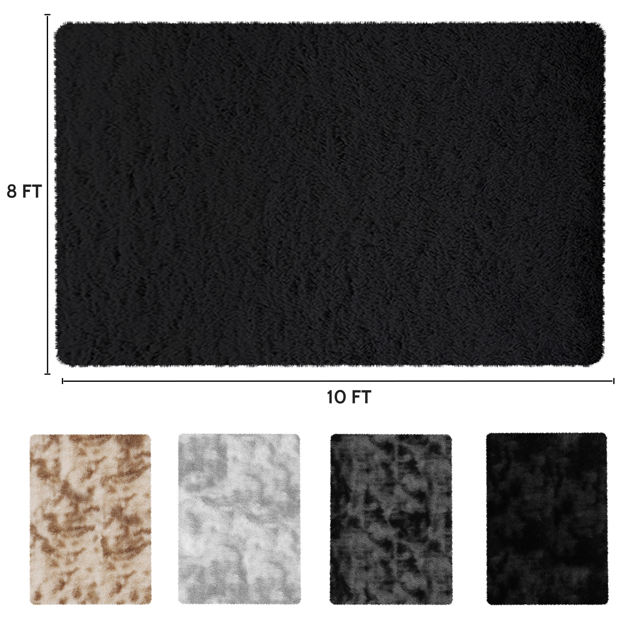 CozyDesg 8ft x 10ft Area Rugs, Soft Fluffy Area Rugs Floor Mat Floor Rugs for Living Room Bedroom Modern Decor Carpet, Black