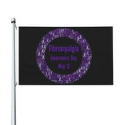 Fibromyalgia Awareness Garden Flags 3 x 5 Foot Polyester Flag Double Sided Banner with Metal Grommets for Yard Home Decoration Patriotic Sports Events Parades