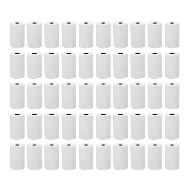 50 rollos de papel térmico, rollos de papel de recibo de impresión transparente grueso para impresora, caja registradora, núcleo Tubular pequeño