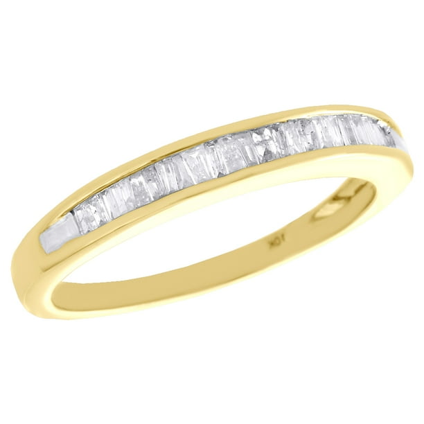 Jewelry For Less 10K Yellow Gold Baguette Diamond Wedding Band 3.25mm