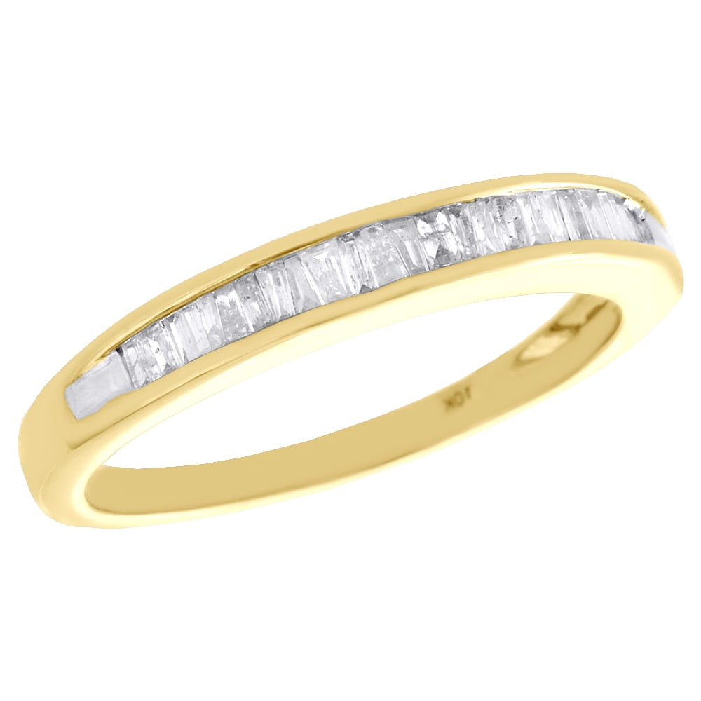 Jewelry For Less - 10K Yellow Gold Baguette Diamond Wedding Band 3.25mm