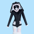 thumbnail image 2 of MOBBUNNY Cute Bunny Furry Romper for Women Black Rabbit Bodysuit with Choker Tail and Stocks, 2 of 9