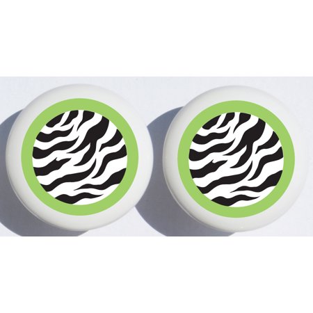 Green And Black Zebra Print Drawer Pulls Polka Dot Ceramic