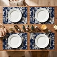 thumbnail image 3 of Smile Navy Blue Snowflakes Winter Placemats Set of 4, 12x18 Inch Christmas Table Mats, 3 of 8