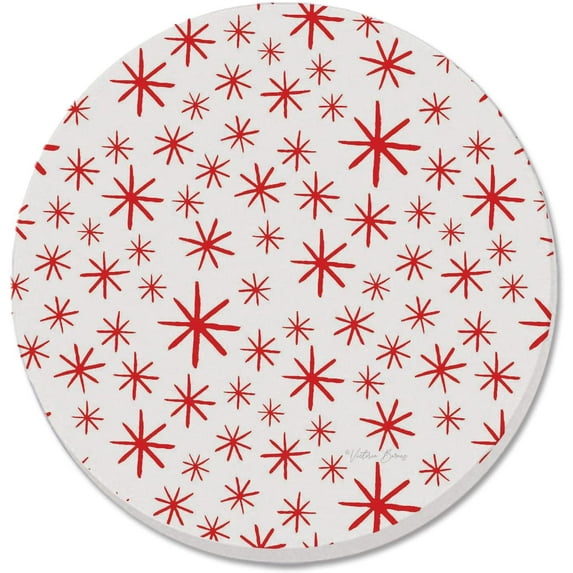 Absorbent Stone Beverage Coasters - Set of 4 - Holly Jolly Tree