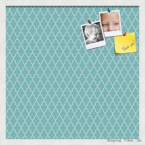 Pinpix 24X24 Custom Cork Bulletin Board Quatrefoil Aqua Poster Board