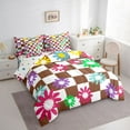 thumbnail image 3 of Homewish Boys Girls Groovy Flower Twin Bedding Sets 7-Piece,Geometric Plaid Bedding Comforter Set Microfiber,Vintage Aesthetic Breathable Sheet Sets,Breathable Home Decor,Reversible, 3 of 8