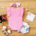 thumbnail image 3 of Vedolay Girls Short Outfits Sets Girl's Summer 2 Piece Outfits Casual Letter Graphic Tank Top and Shorts Set,Pink 12-18 Months, 3 of 5