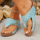 thumbnail image 5 of Casual Sandalias de Cuña de las Mujeres Metal Recortado Perforado Flip Flop Mules, Sandalias de las Mujeres Cómodas Tamaño Plus Primavera Verano Respirable, 5 of 9