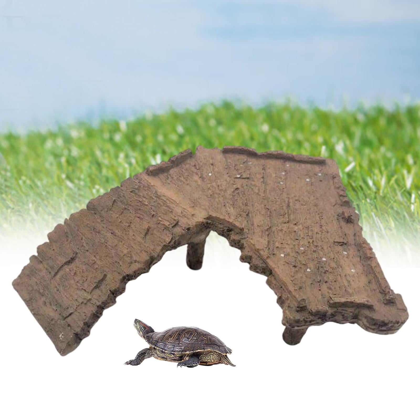 Resin Turtle Terrapin Dock Tortoise Basking Platform with Ramp Ornament Durable Friendly for Terrarium Tank Cave Hide-Out easy to clean, 21.5x7x6cm A