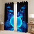 thumbnail image 2 of Manfei Musical Drum Kit Curtains Pack of 2 (42x84 Each),Rock Music Curtains Blackout,Blue Black Bedroom Curtains For Teens,Microfiber Bedroom Decor, 2 of 6