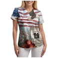 thumbnail image 5 of GEWSEY Women's 4th of July Nurse Scrub Top Patriotic Floral Print Nurse Shirt Plus Size V Neck Short Sleeve Nurse Uniform (Red, 3XL), 5 of 8