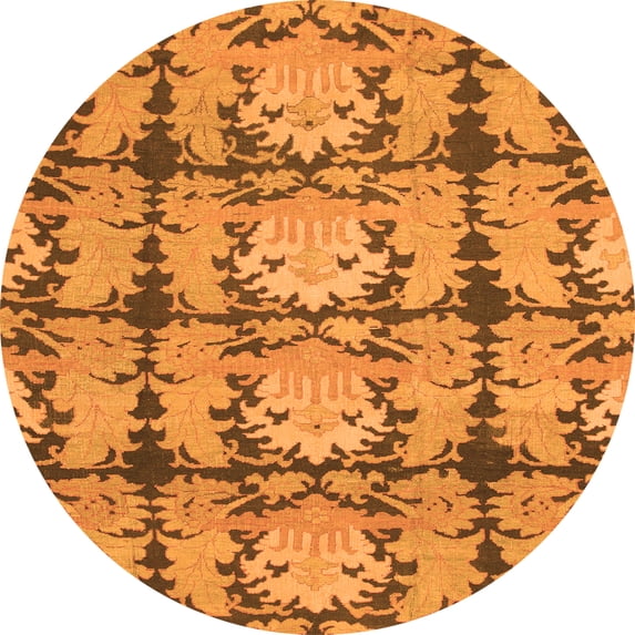 Ahgly Company Indoor Round Abstract Orange Modern Area Rugs, 7' Round