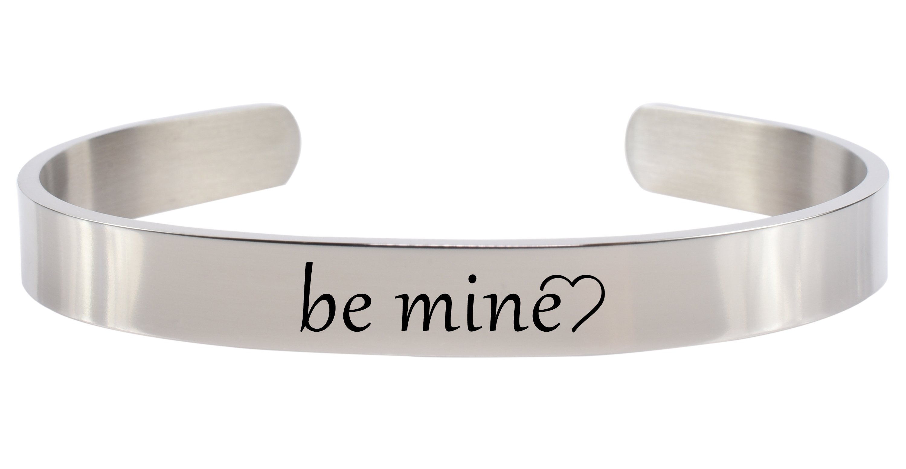 I Am Loved Pink Box 3mm Solid Stainless Steel Cuff Bracelet