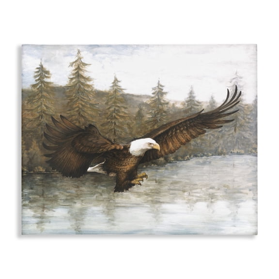 Stupell Industries Farmhouse Flying Eagle over Lake Canvas Art, 30 x 24, by Dogwood Portfolio