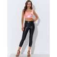 thumbnail image 2 of INSPIRE CHIC Chaleco Con Cuello En U Para Mujer, Sin Mangas, Para Fiesta, Clubwear, Camiseta Corta Metálica Brillante Rosa Rosa M, 2 of 5