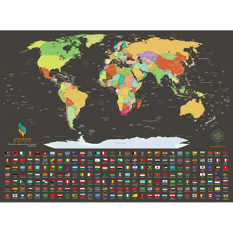 Scratch off the World Map Poster, Travel Tracker Map Print Flags of all  Countries, The Most Detailed Scratch-off Map with all 210 Countries and  Depended Territories, 17 X 24
