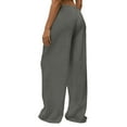 thumbnail image 6 of Cotton Linen Pants Women Flowy Comfy Low Rise Wide Leg Pants Casual Lounge Drawstring Boho Beach Palazoo Trousers Gray L, 6 of 6