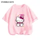 thumbnail image 1 of Conjunto de camiseta de Hello Kitty para niños y niñas, ropa holgada de manga corta Y2K, Top con estampado oscuro para mujer, ropa dulce Harajuku, 1 of 7