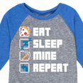 thumbnail image 3 of Instant Message - Gamer - Eat, Sleep, Mine, Repeat - Toddler & Youth Raglan Graphic T-Shirt, 3 of 5