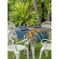 thumbnail image 4 of Outdoor Tablecloth with Umbrella Hole Zipper Summer Pineapple Round Tablecloth 60" Waterproof Outside Table Cloth Brown Wood Tropical Palm Monstera Leaves Patio Table Cover Tablecloths for Picnic, 4 of 8
