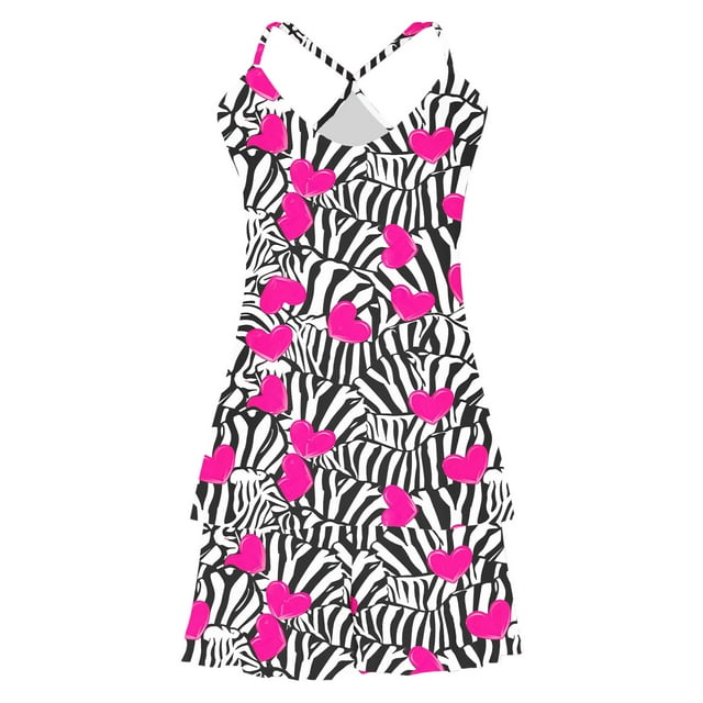 Jamicy Ensemble de Pyjama pour Femmes Cadeaux de la Saint-Valentin pour Femmes Hauts Sans Manches avec Shorts Ensemble de Pyjama Décontracté Imprimé Colorblock Ourlet à Volants