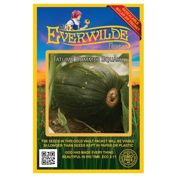 Everwilde Farms - 40 Tatume Summer Squash Seeds - Gold Vault Seed Packet