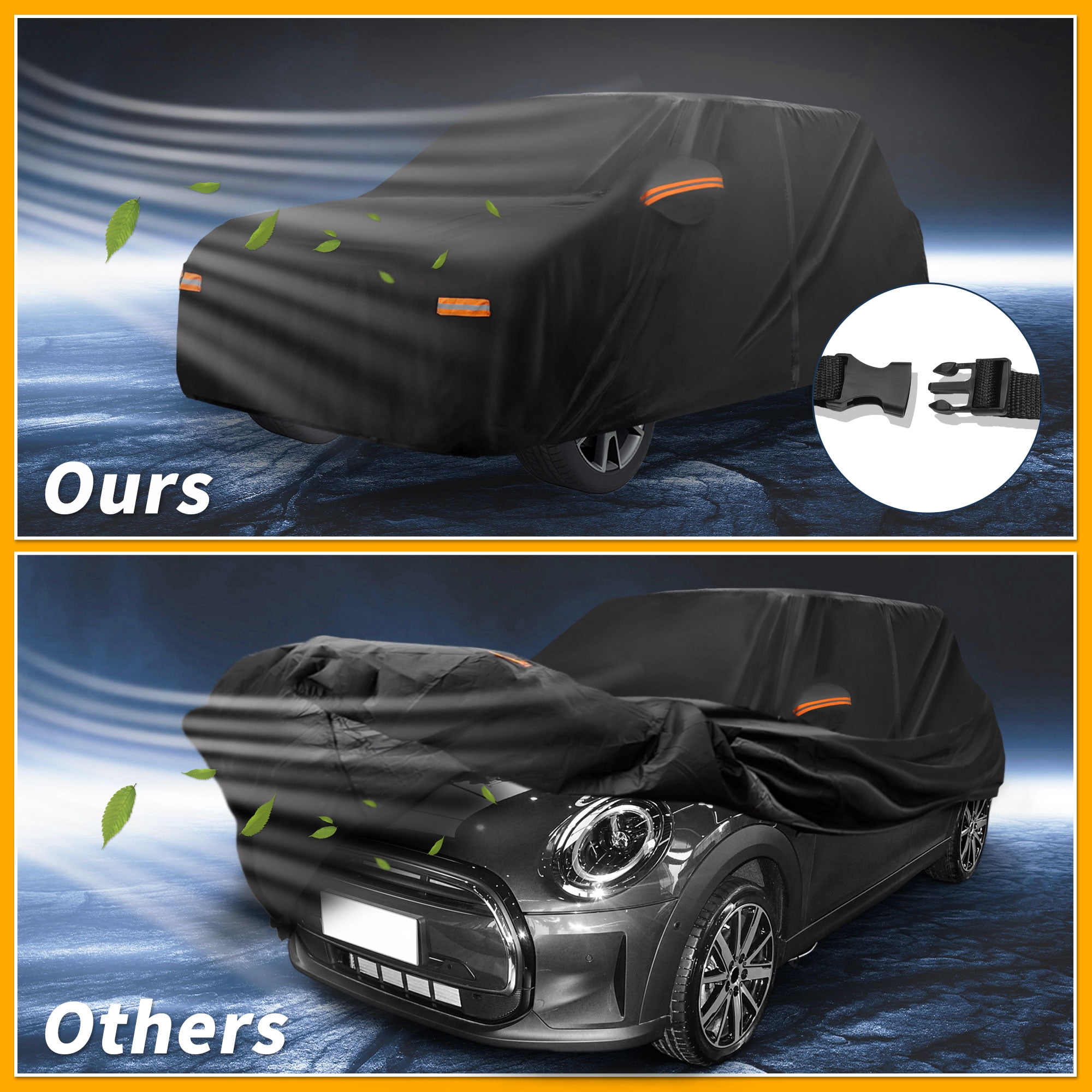 Unique Bargains Durable Waterproof Car Cover Black for Mini Cooper 4DR
