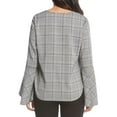 thumbnail image 2 of Karen Kane Womens Plaid Bell Sleeved Pullover Blouse, Grey, Medium, 2 of 2