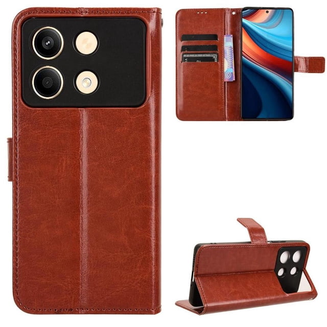 Flip Case for Xiaomi Redmi Note 13R Pro 5G All-in-One Wallet Multifunctional Folio Flip Cover with Card Holder and Detachable Wrist Strap