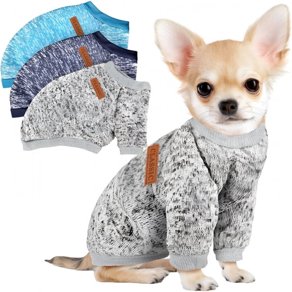 GASTROPOD 3 Pack Dog Sweaters for Small Dogs Girl Boy Winter Fleece Clothes Warm Soft Dog Sweatshirt Outfit for Dogs Cats Pet Apparel