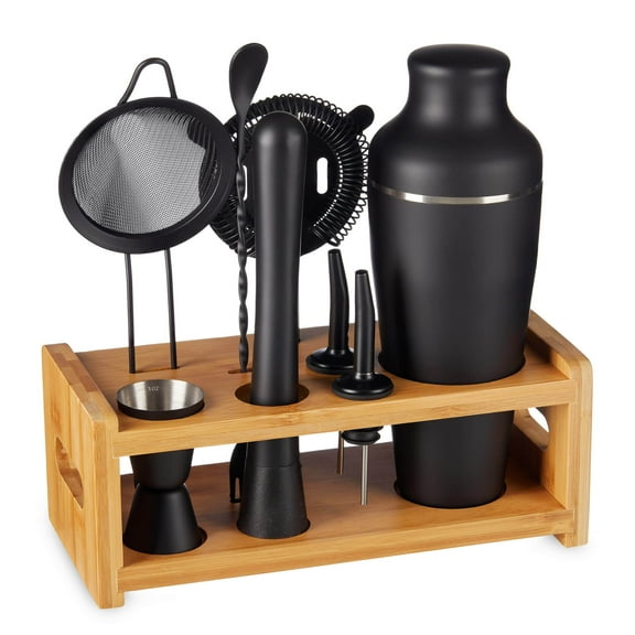 LEMONSODA 8 -Piece Black Stainless Steel Cocktail Shaker Set