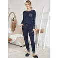 thumbnail image 3 of Ekouaer Pajamas Women's Long Sleeve Pj Set Soft 2 Piece Loungewear Sleepwear with Jogger Pants, 3 of 6