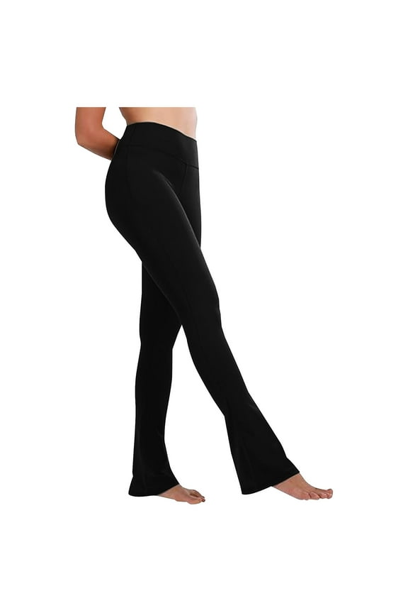 Women's Mini Flare Leggings with Pockets High Waisted Tummy Control Yoga Pants Bootcut Workout Gym Casual (Black, M)