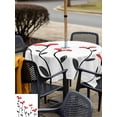 thumbnail image 5 of Outdoor Tablecloths with Umbrella Hole & Zipper, Red Flowers 54x54 Inch Square Tablecloths, Modern Minimalism Spring Botanical Floral Waterproof Table Cloth, Patio/Pool/Picnic Table Covers, 5 of 8