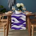 thumbnail image 2 of Purple White Moire Table Runner - 60 Inch Long, Kitchen Dining Table Runner Dresser Scarves, Modern Abstract Art Elegant Farmhouse Decor for Coffee Tables Wedding Party Banquet, 2 of 8